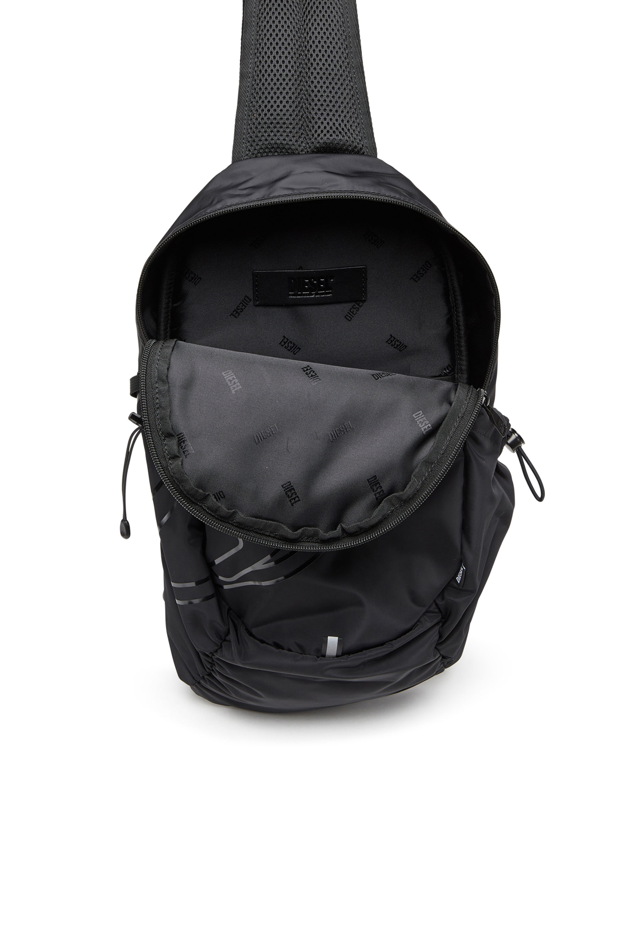 Diesel - DRAPE SLING BAG, Herren Drape-Sling-Rucksack aus Nylon mit farbgleichem Logo in Schwarz - 4